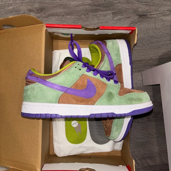 Nike Dunk Low Green and Purple Sneakers